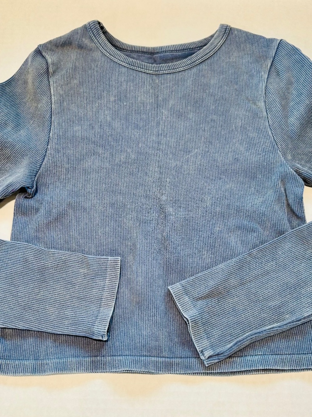 Better Together Ribbed Long Sleeve crop light Blue Top, Size Large
